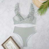 Zweiteiliger Bikini-Badeanzug mit modischen Streifen
