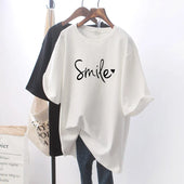 Damen-T-Shirt mit der Aufschrift „Smile“