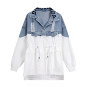 Damen Jeansjacke aus kombinierten Materialien-Bombardina.de