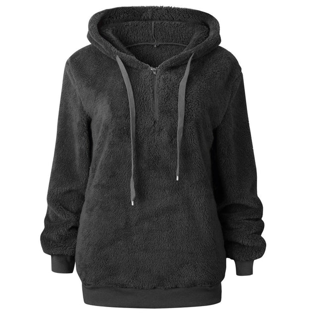 Damen-Fleece-Sweatshirt mit Reißverschluss am Ausschnitt-Bombardina.de