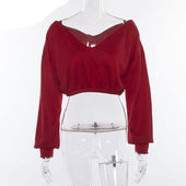 Damen-Sweatshirt mit offenem V-Ausschnitt-Bombardina.de