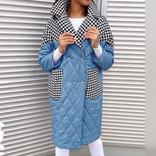 Damen-Winterjacke mit Hahnentrittmuster-Bombardina.de