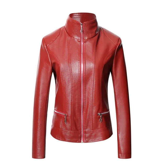 Damen Lederjacke mit Stehkragen-Bombardina.de