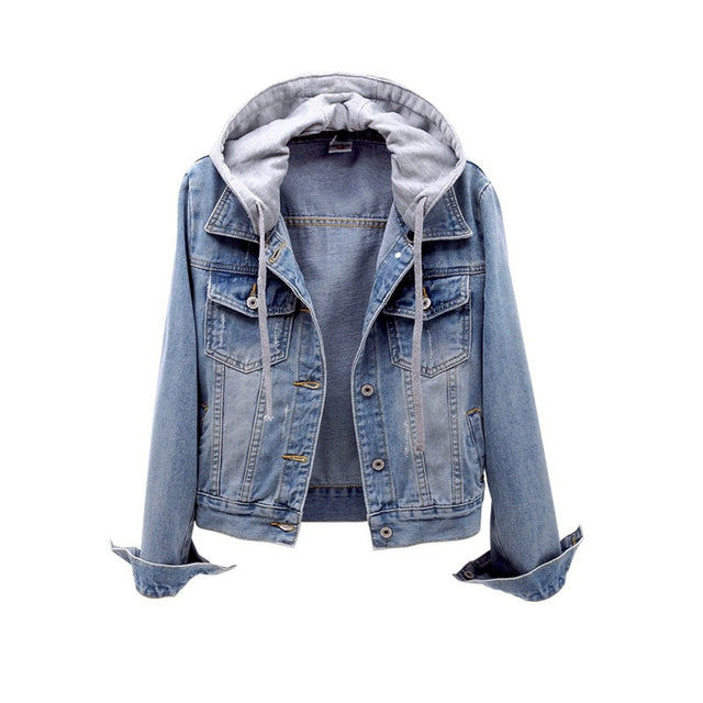 Damen Jeansjacke mit Kapuze-Bombardina.de