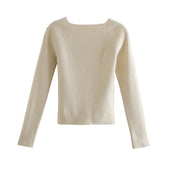 Damen-Strickpullover mit dekorativem Ausschnitt-Bombardina.de