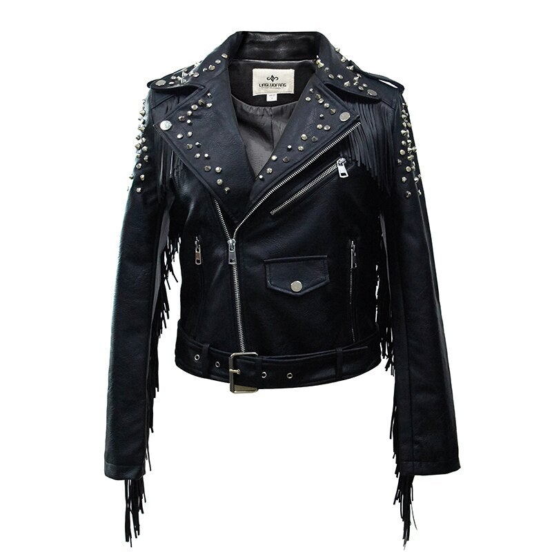 Damen Lederjacke mit Fransen-Bombardina.de
