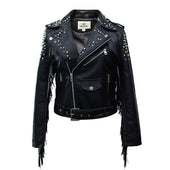 Damen Lederjacke mit Fransen-Bombardina.de