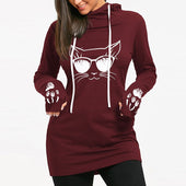 Damen-Sweatshirt ohne Reißverschluss mit Katzen-Bombardina.de-Motiv