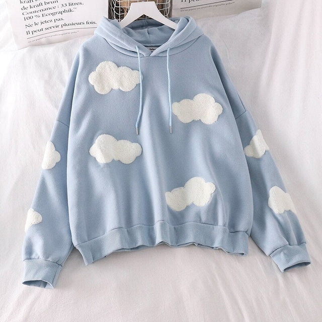 Damen-Hoodie mit Patches in Form von Wolken- Bombardina.de
