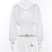 Damen-Sweatshirt mit offenem V-Ausschnitt-Bombardina.de