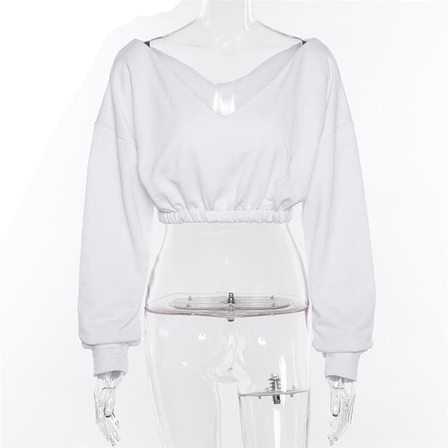 Damen-Sweatshirt mit offenem V-Ausschnitt-Bombardina.de