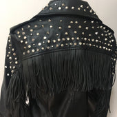Damen Lederjacke mit Fransen-Bombardina.de