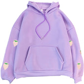 Damen-Sweatshirt mit Kapuze und Erdbeeren an den Ärmeln-Bombardina.de