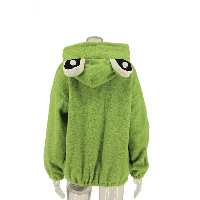 Damen-Fleece-Sweatshirt mit Froschmotiv-Bombardina.de
