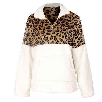 Damen-Fleece-Sweatshirt mit Leopardenmuster-Bombardina.de