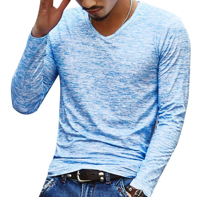 Melange-T-Shirt mit langen Ärmeln für Herren-Bombardina.de