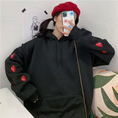 Damen-Sweatshirt mit Kapuze und Erdbeeren an den Ärmeln-Bombardina.de