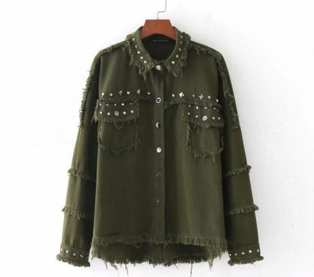 Distressed Jeansjacke für Damen-Bombardina.de