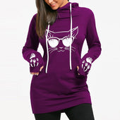 Damen-Sweatshirt ohne Reißverschluss mit Katzen-Bombardina.de-Motiv