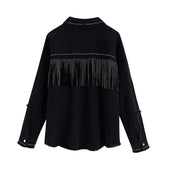 Damen Jeansjacke mit Fransen-Bombardina.de