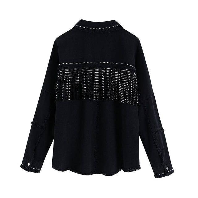 Damen Jeansjacke mit Fransen-Bombardina.de