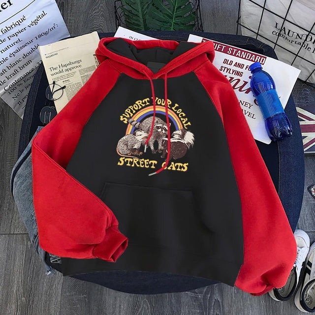 Damen-Kapuzenpullover mit kontrastierenden Ärmeln-Bombardina.de