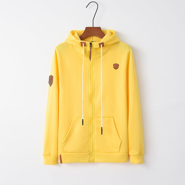 Damen-Reißverschluss-Sweatshirt mit braunen Elementen-Bombardina.de
