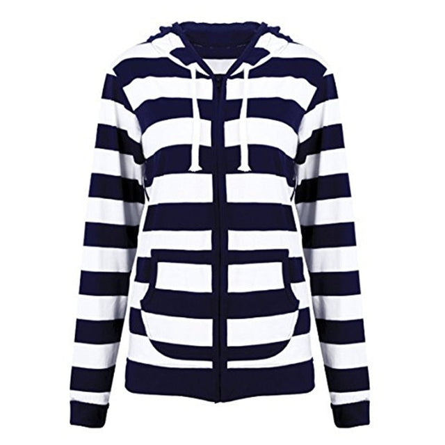 Sweatshirt mit Reißverschluss für Damen in Streifen-Bombardina.de
