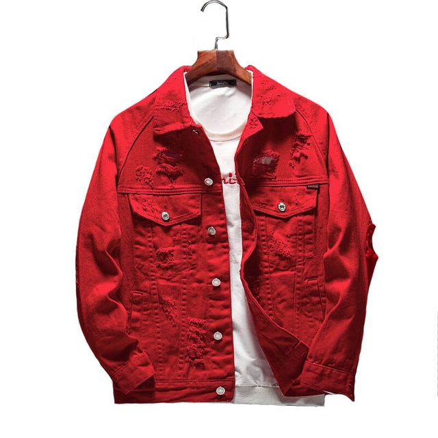 Herren Jeansjacke mit einer Inschrift auf der Rückseite-Bombardina.de