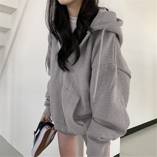 Damen-Sweatshirt mit Reißverschluss und lockerem Schnitt-Bombardina.de