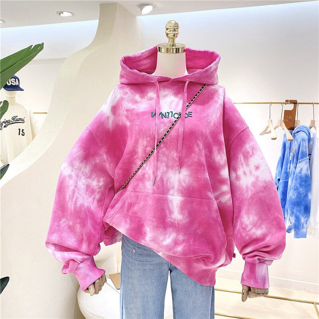 Damen-Kapuzenpullover mit Tie-Dye-Bombardina.de-Motiv