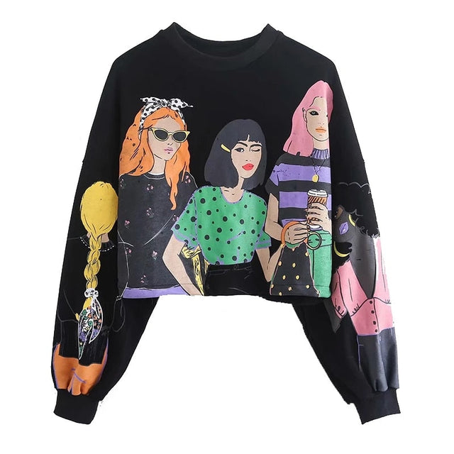 Damen-Sweatshirt ohne Reißverschluss mit Charaktermotiv- Bombardina.de
