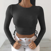 Damen-Langarm-T-Shirt mit seitlichen Bändern-Bombardina.de