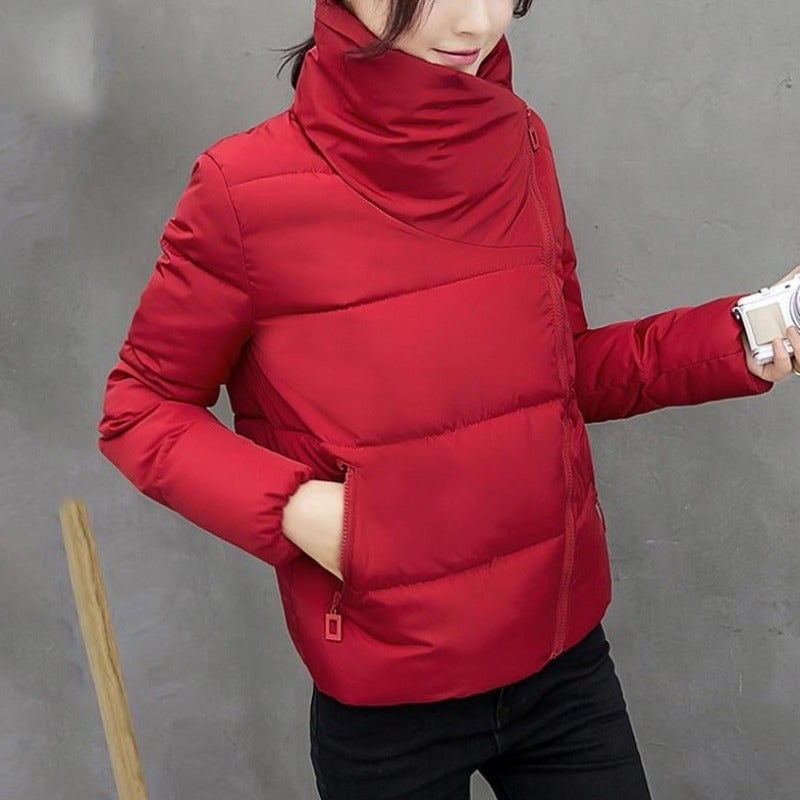 Damen Winterjacke mit asymmetrischem Kragen-Bombardina.de