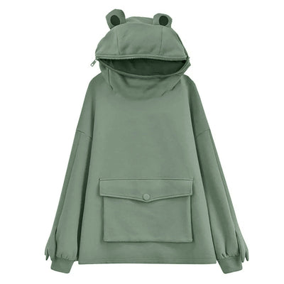 Damen Hoodie mit Froschmotiv-Bombardina.de