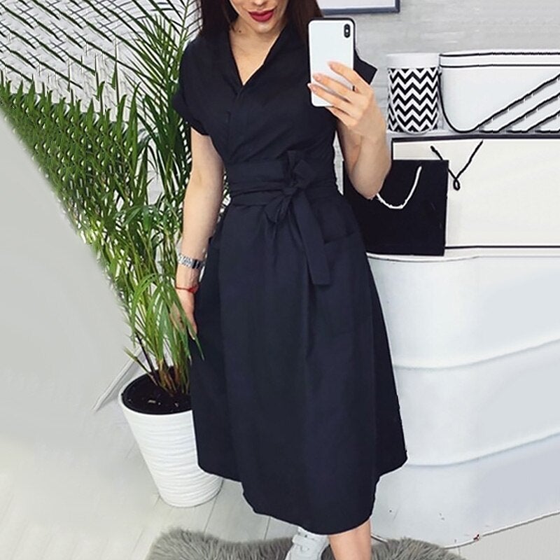Midikleid mit großen Taschen-Bombardina.de