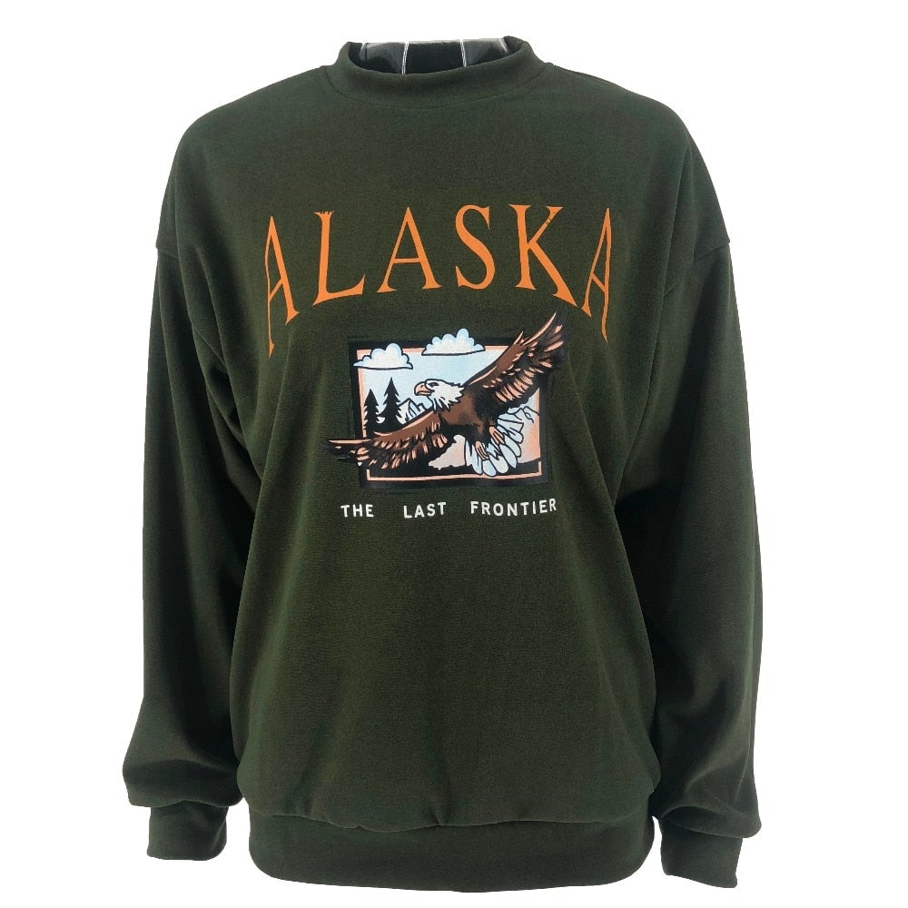 Damen-Sweatshirt ohne Reißverschluss mit Adlermotiv-Bombardina.de