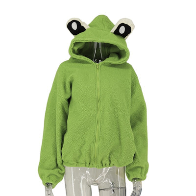 Damen-Fleece-Sweatshirt mit Froschmotiv-Bombardina.de