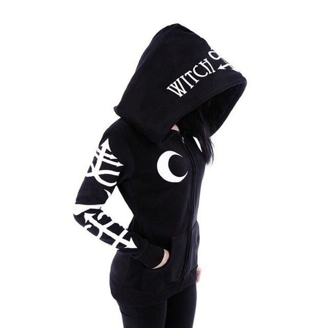 Damen-Sweatshirt mit Reißverschluss im Gothic-Stil-Bombardina.de
