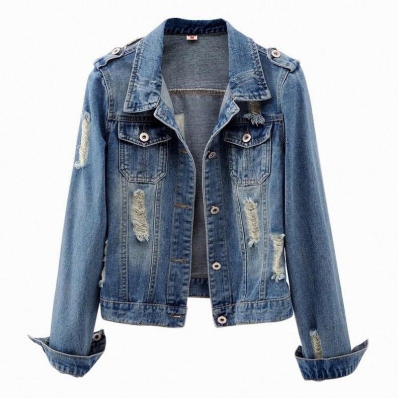 Distressed Jeansjacke für Damen-Bombardina.de