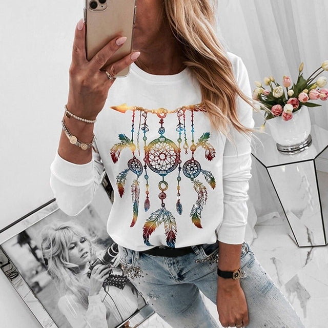 Damen-Sweatshirt ohne Reißverschluss mit Aufdruck boho-Bombardina.de