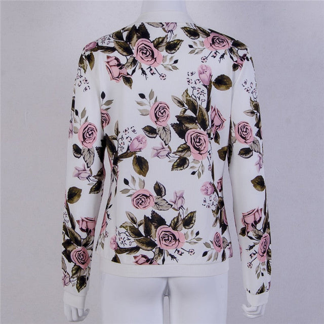 Damen-Sweatshirt mit Reißverschluss und Blumenmuster-Bombardina.de