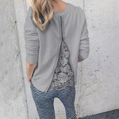 Damen-Sweatshirt ohne Reißverschluss mit Spitzenrücken-Bombardina.de