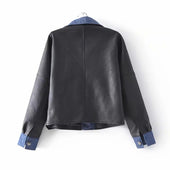 Damen Lederjacke mit Jeanskragen-Bombardina.de