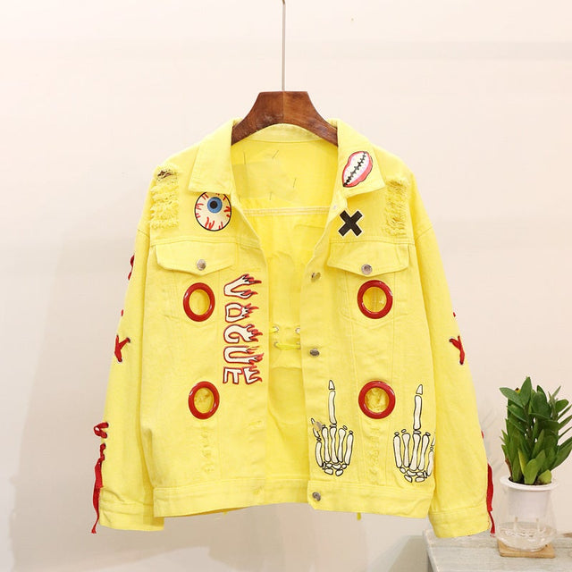 Damen Jeansjacke im Punk-Stil-Bombardina.de