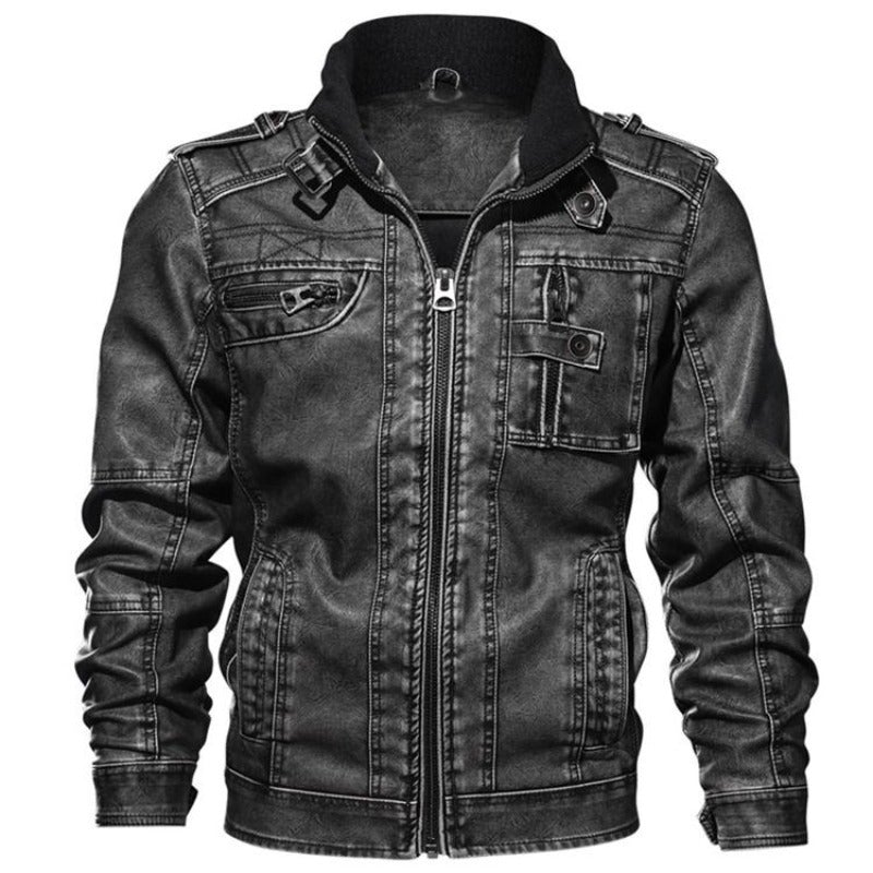 Herren Lederjacke mit Stehkragen-Bombardina.de