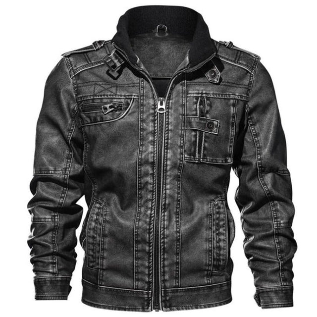 Herren Lederjacke mit Stehkragen-Bombardina.de