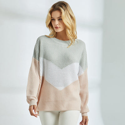 Mehrfarbiger Strickpullover für Damen-Bombardina.de