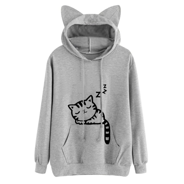 Damen Kapuzenpullover mit Katzenohren-Bombardina.de