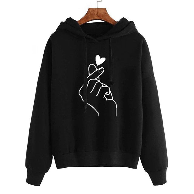 Damen-Kapuzenpullover mit Herzmotiv-Bombardina.de